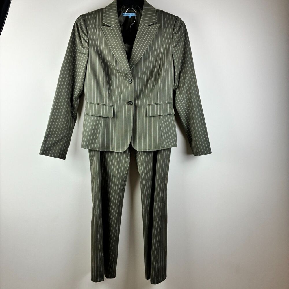 Antonio Melani pinstripe pant suit Olive Green Size 8